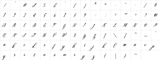 Sigarillos Regular  glyph index