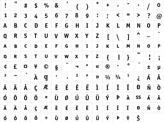 OfficinaSanITC BoldSC  glyph index