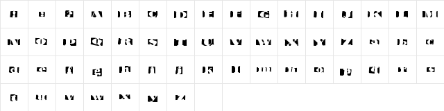 Invertage Regular  glyph index