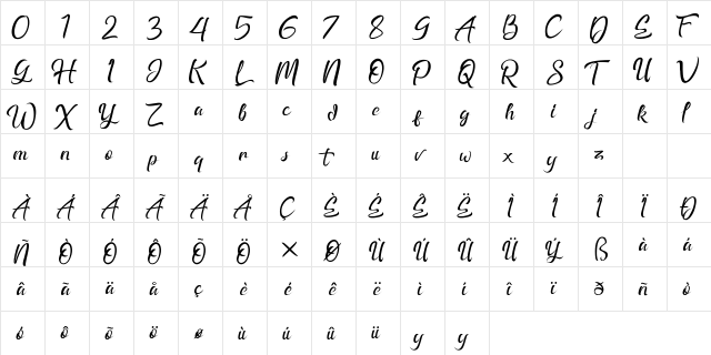 HahagiaFree Regular  glyph index