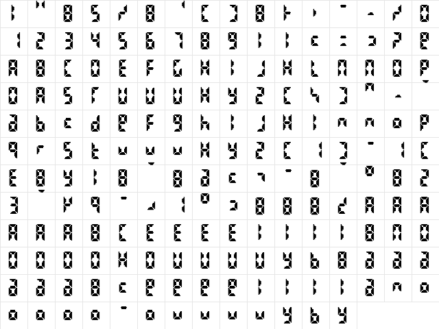 Bittypix Countdown Regular  glyph index
