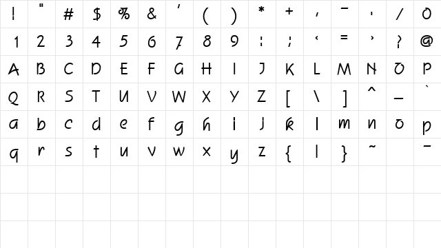 SashaySSK Regular  glyph index