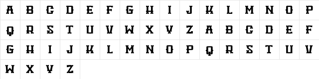 Woodshop Regular  glyph index