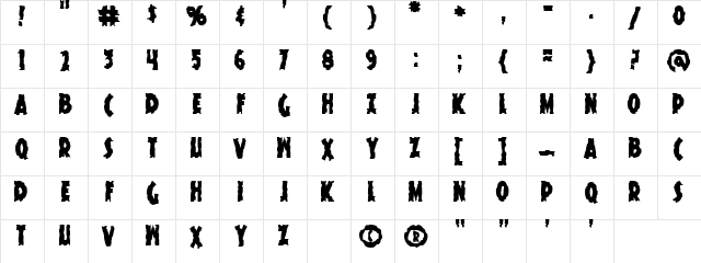 Knuckle Sandwich Krunchy Regular  glyph index
