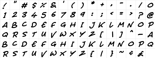 Juice Monster Italic  glyph index