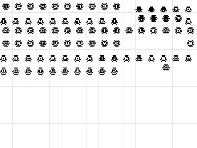 D3 Honeycombism Sorround Regular  glyph index