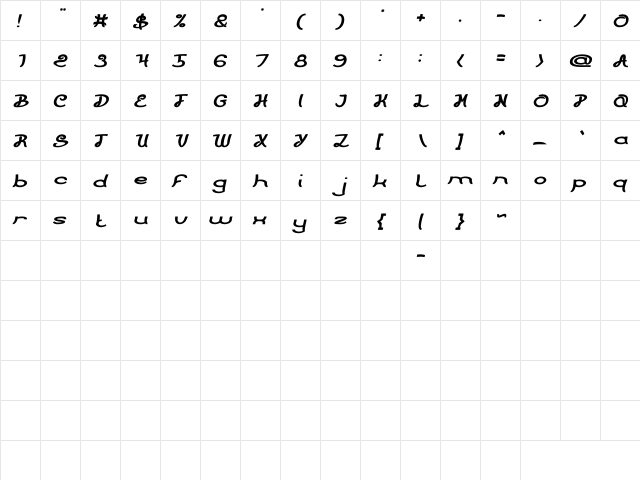 PRIMITIVE HEART Bold Italic  glyph index