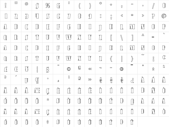 Avondale SC Outline Regular  glyph index