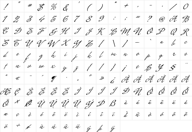 Cenizas Regular  glyph index