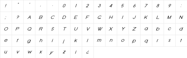 Old Republic Italic  glyph index