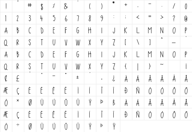 GOOD LUCK ! Regular  glyph index