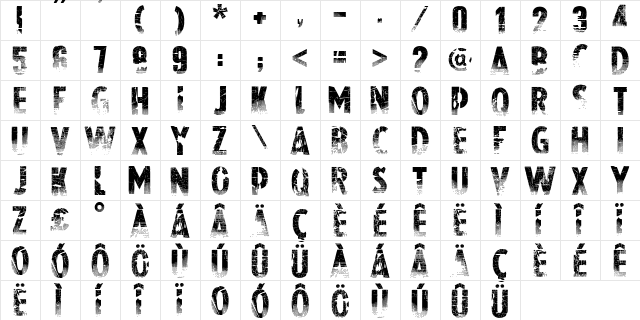 Nowharehouse Regular  glyph index