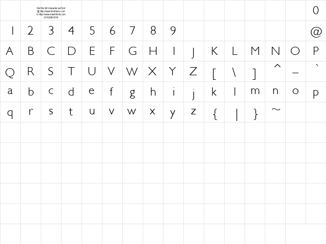 JunienLight Tryout Regular  glyph index
