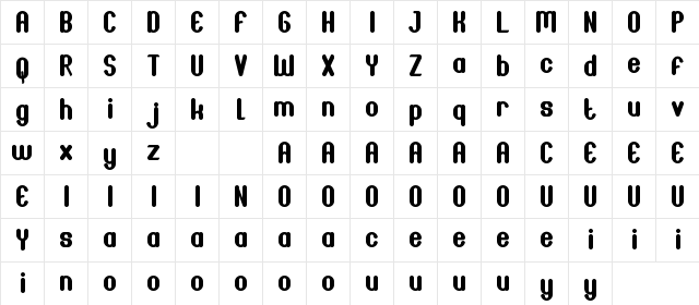 Joscelynn Demo Regular  glyph index