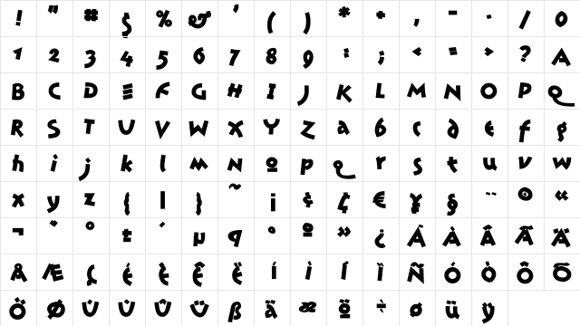 Jonas Bold  glyph index