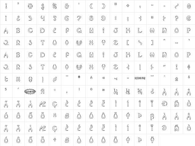 Oubliette Outline Outline  glyph index