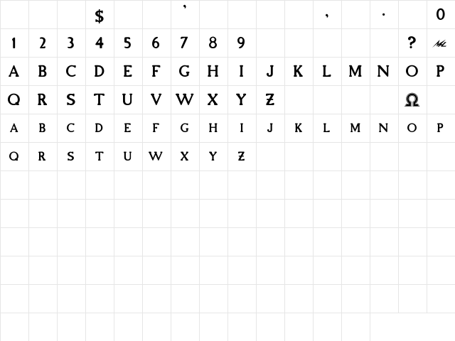 Section_Letters Bold  glyph index