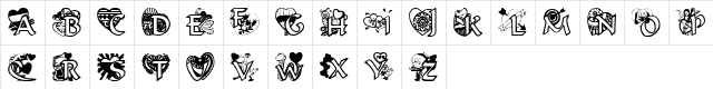 VALENTINEHEARTS Regular  glyph index