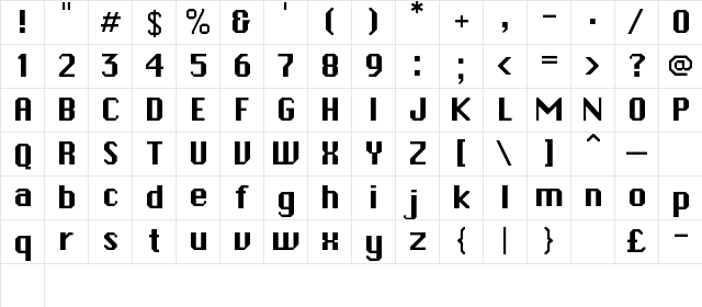 Zapatista Regular  glyph index