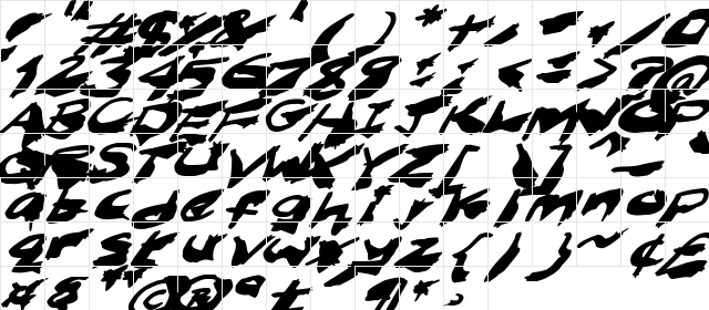 Nightmare Ink Italic  glyph index