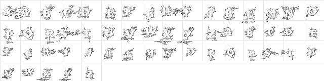 DarkWoodBeveled Regular  glyph index