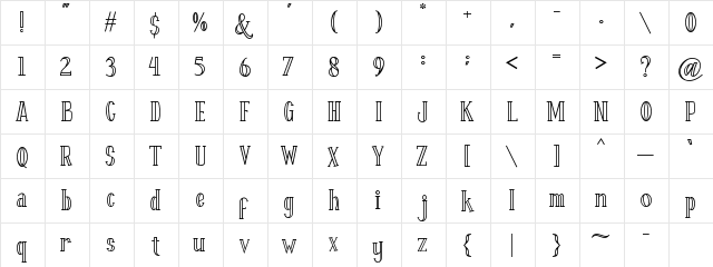 Fontastique Carved Regular  glyph index