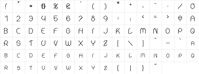 Fontmaker Slash Regular  glyph index