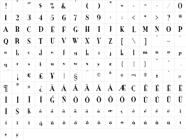 New Order Regular  glyph index