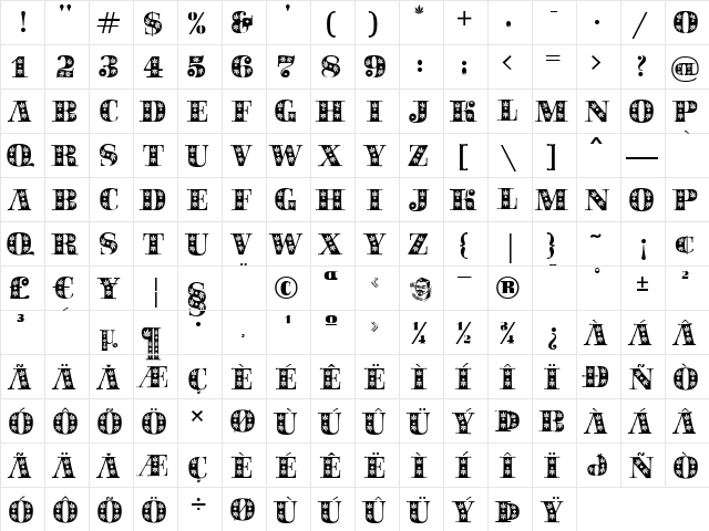 SapphireSativa Regular  glyph index