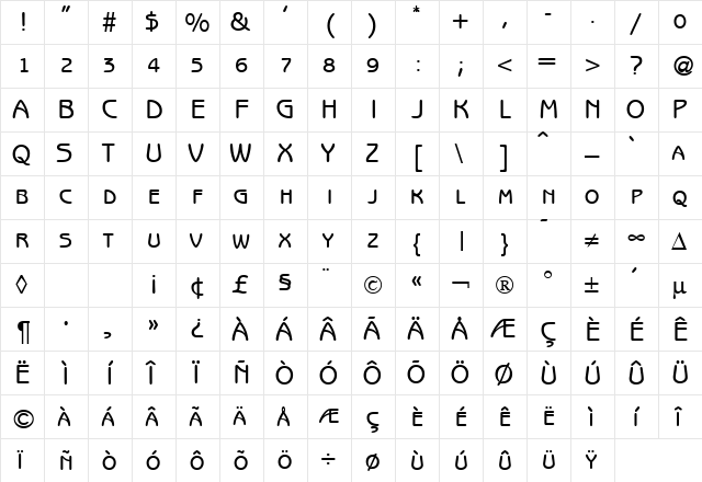 BenjaminSansSmc Bold  glyph index