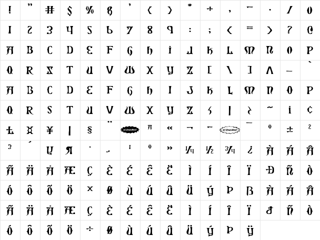 Xiphos Expanded Expanded  glyph index