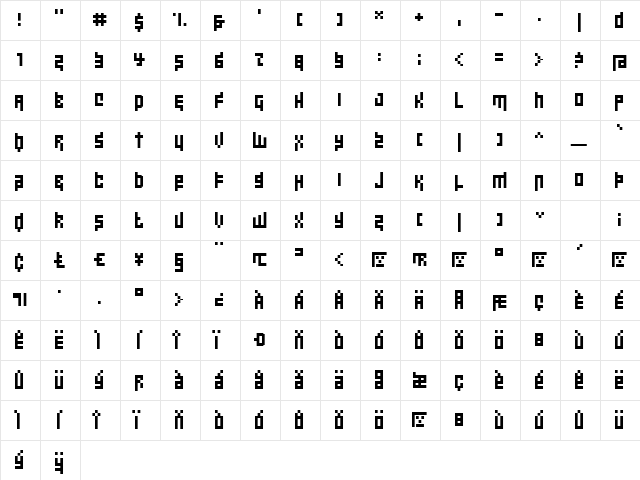 RufusRed Regular  glyph index