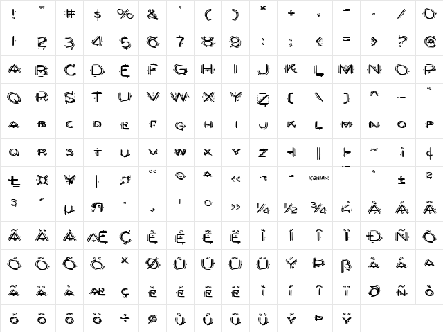 Berserker Expanded Expanded  glyph index