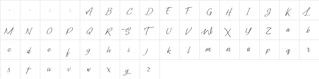 Lady Writer Skinny Regular  glyph index