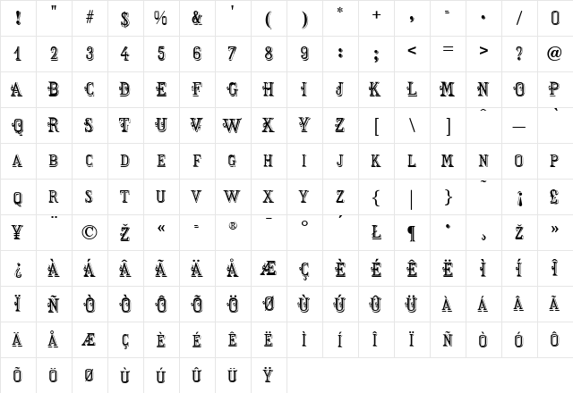 ChorusGirl Regular  glyph index