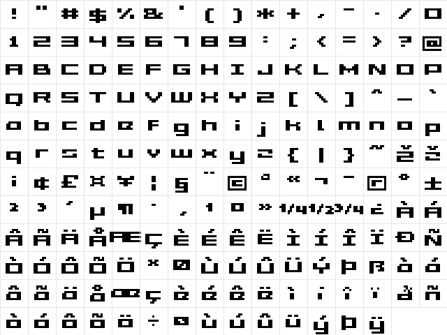 Grixel Acme 5 Wide Bold Regular  glyph index