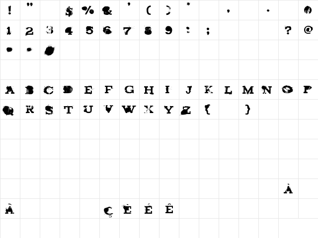 brand new burn Regular  glyph index