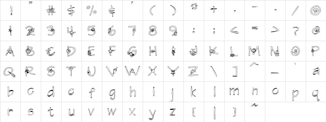 PC Seaside Regular  glyph index