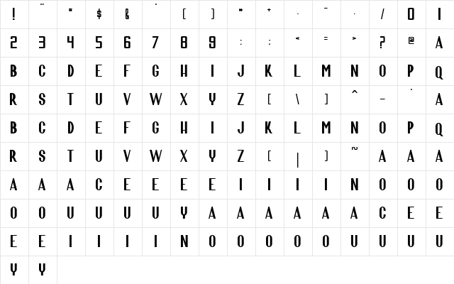 Scara Conquers the Universe Regular  glyph index