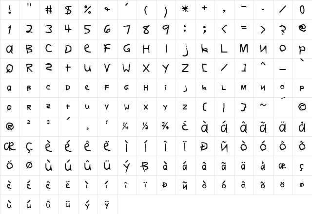 PT Hobbes Normal  glyph index