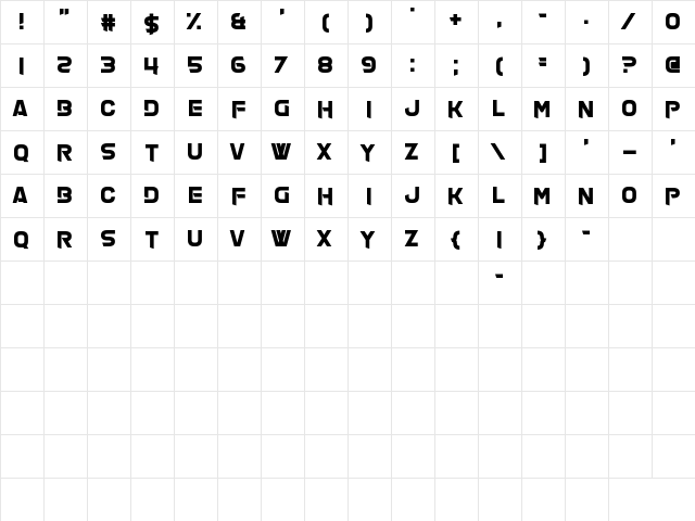 Off The Haze Regular  glyph index