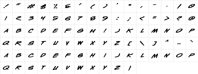 Wyld Stallyns Bold Extended Bold Extended  glyph index