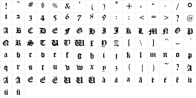Todds Manuscript Regular  glyph index