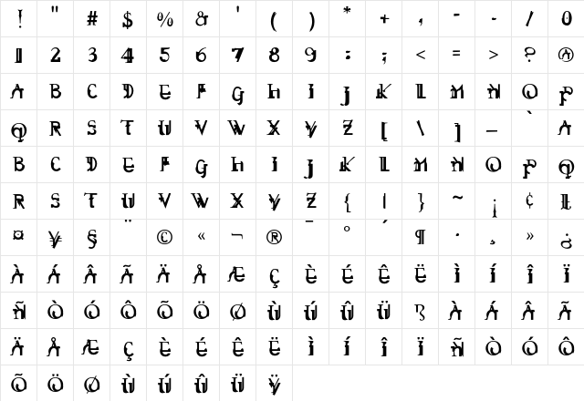 Entropy Regular  glyph index
