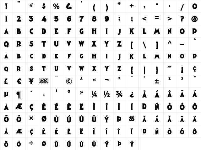 Magic Lantern NF Regular  glyph index