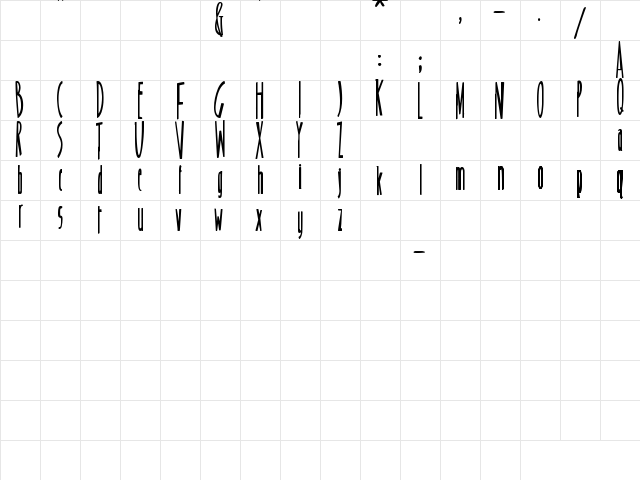 Sweet Blur Regular  glyph index