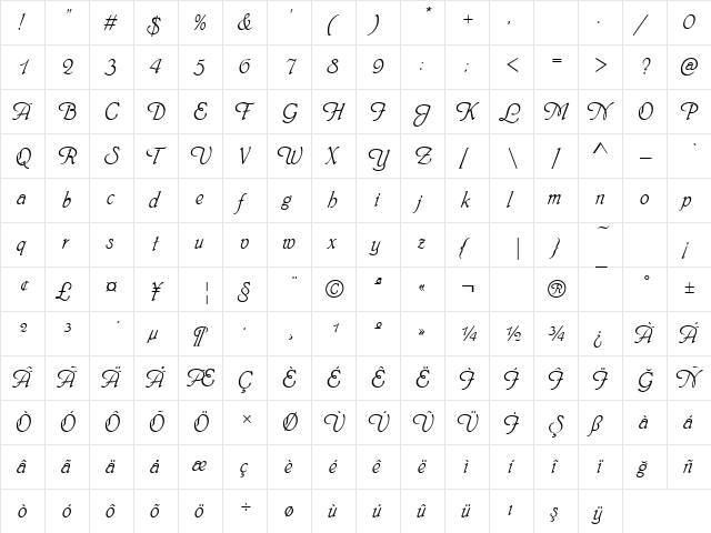 00531 Regular  glyph index