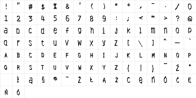 Antibiotic Regular  glyph index