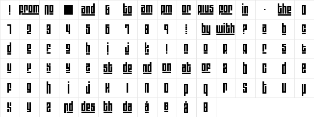 Blackout3 plus1 Light  glyph index