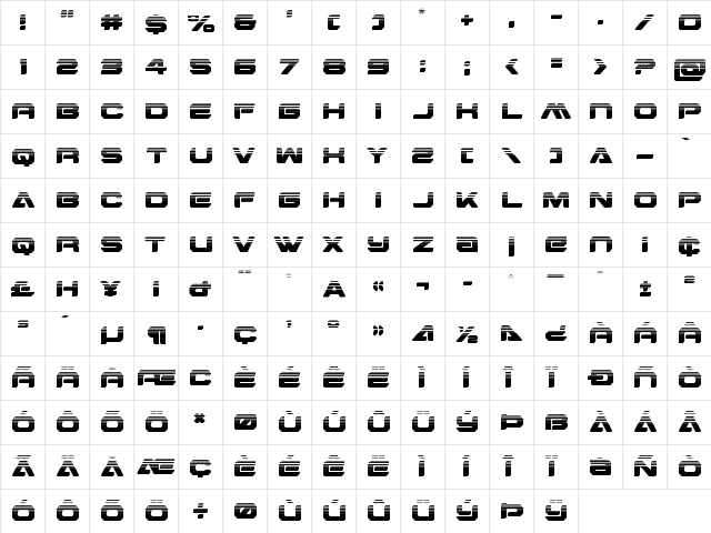 Hyper Viper Halftone Regular  glyph index